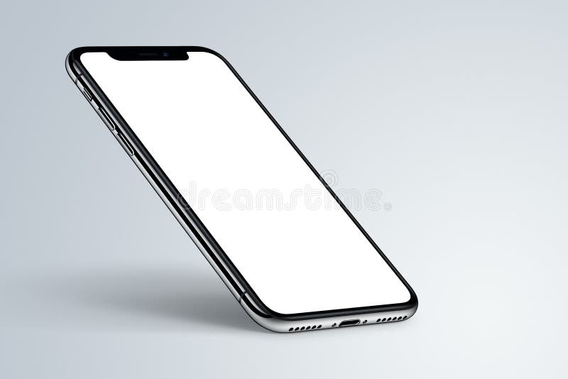 Modello dello smartphone di prospettiva con ombra su fondo leggero