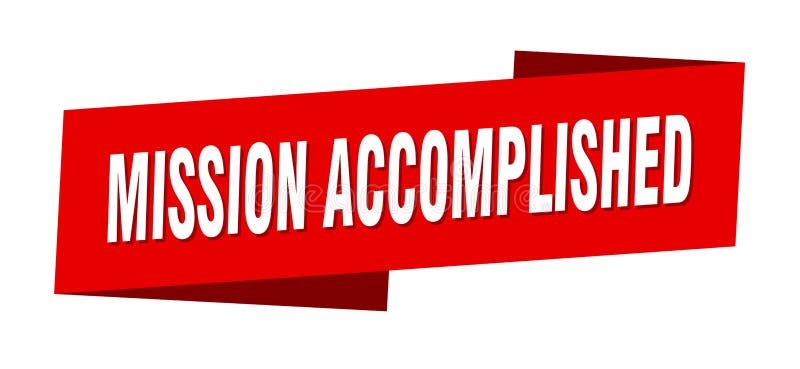 Modello di banner completato per la missione. etichetta a nastro completata. illustrazione vettoriale