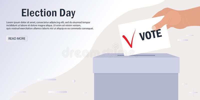 Modello di banner Web per il voto elettronico. mettere a mano un foglietto con la voce e barrare la casella elettorale. titolo gio royalty illustrazione gratis