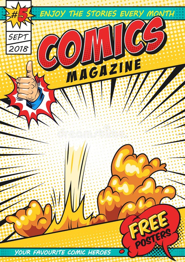 Modello di copertura comico variopinto della rivista illustrazione di stock Modello di copertura comico variopinto della rivista illustrazione di stock