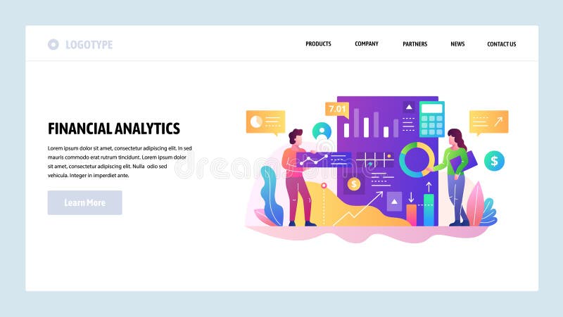 Modello di disegno di Web site di vettore Analisi dei dati e relazione di attività finanziaria, ricerca di dati e grafici di fina illustrazione vettoriale Modello di disegno di Web site di vettore Analisi dei dati e relazione di attività finanziaria, ricerca di dati e grafici di fina illustrazione vettoriale