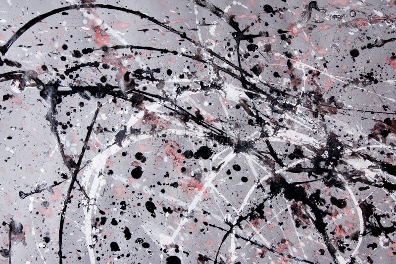 Modello di espressionismo astratto Stile della pittura del gocciolamento Il nero, R fotografia stock libera da diritti