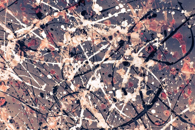 Modello di espressionismo astratto Stile della pittura del gocciolamento Il nero, R immagini stock libere da diritti