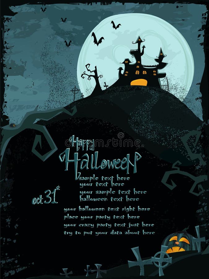 Vector Halloween series. Halloween template with haunted castle. Vector Halloween series. Halloween template with haunted castle