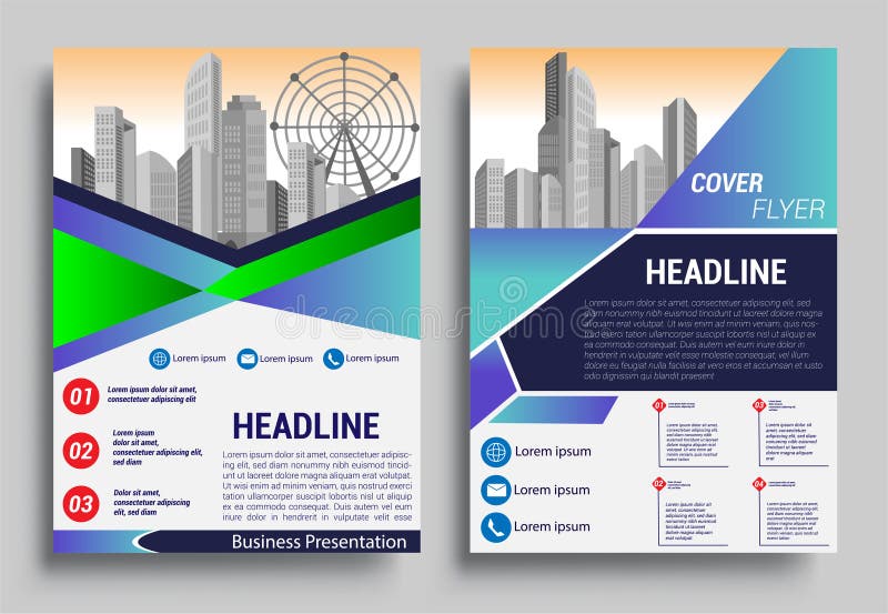 Modello di layout di progettazione per opuscoli aziendali in uno sfondo di flyer per report in formato 4 con sfondo geometrico per