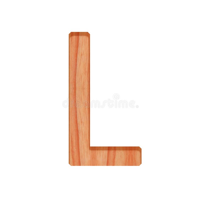 Modello di legno bello 3d della lettera isolato su fondo bianco, alfabeto L di progettazione fotografia stock libera da diritti
