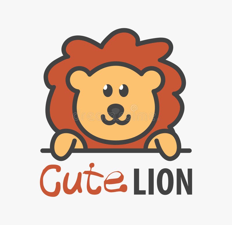 Modello di logo con il leone sveglio Modello di progettazione di logo di vettore per lo zoo, cliniche veterinarie Illustrazione a illustrazione di stock Modello di logo con il leone sveglio Modello di progettazione di logo di vettore per lo zoo, cliniche veterinarie Illustrazione a illustrazione di stock