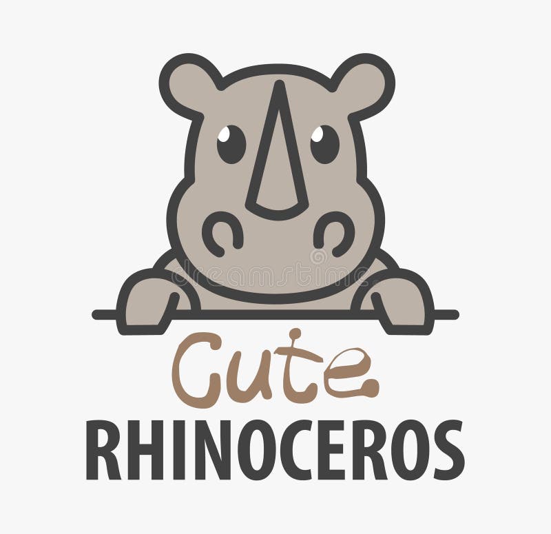 Modello di logo con il rinoceronte sveglio Modello di rinoceronte di progettazione di logo di vettore per lo zoo, cliniche veteri illustrazione di stock Modello di logo con il rinoceronte sveglio Modello di rinoceronte di progettazione di logo di vettore per lo zoo, cliniche veteri illustrazione di stock