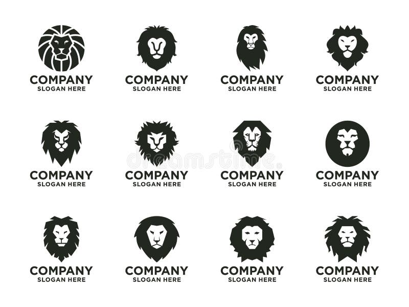 Modello di logo con testa di leone semplice royalty illustrazione gratis