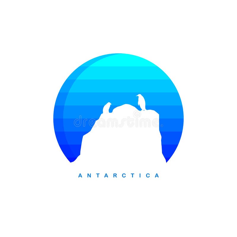 Modello di logo dell'iceberg di ghiaccio di tema dell'Antartide illustrazione di stock Modello di logo dell'iceberg di ghiaccio di tema dell'Antartide illustrazione di stock