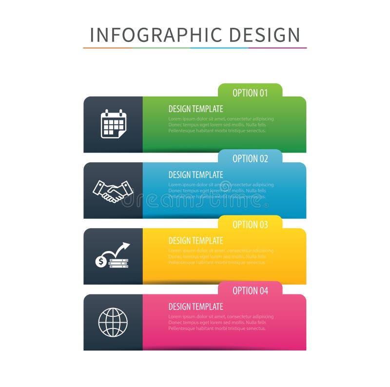 Modello di opzione di indice 4 della linguetta di Infographics Sedere dell'illustrazione di vettore