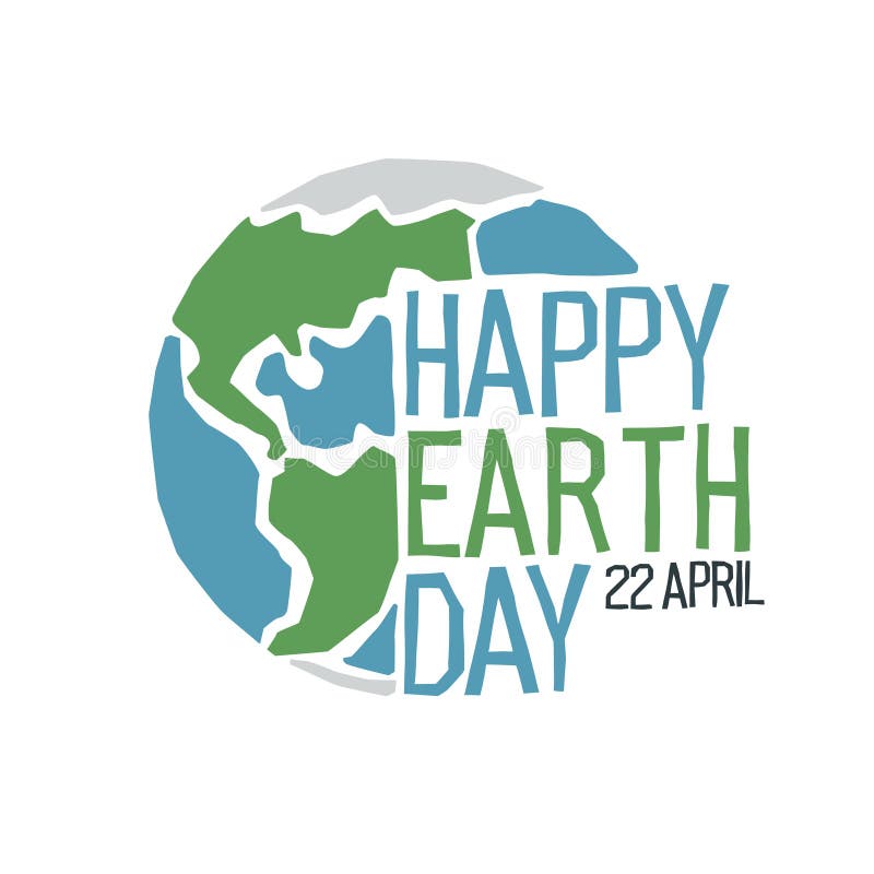 Modello di progettazione del logo della giornata della terra felice. illustrazione vettoriale bianco isolato