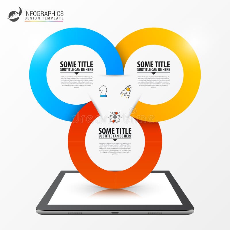 Modello di progettazione di Infographic Concetto di affari con 3 punti illustrazione vettoriale
