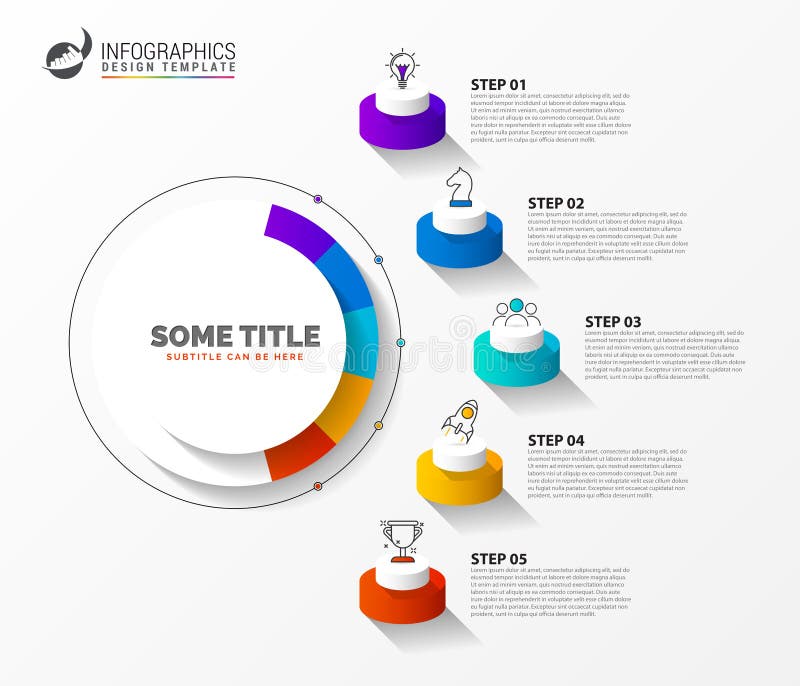 Modello di progettazione di Infographic Concetto creativo con 5 punti illustrazione vettoriale
