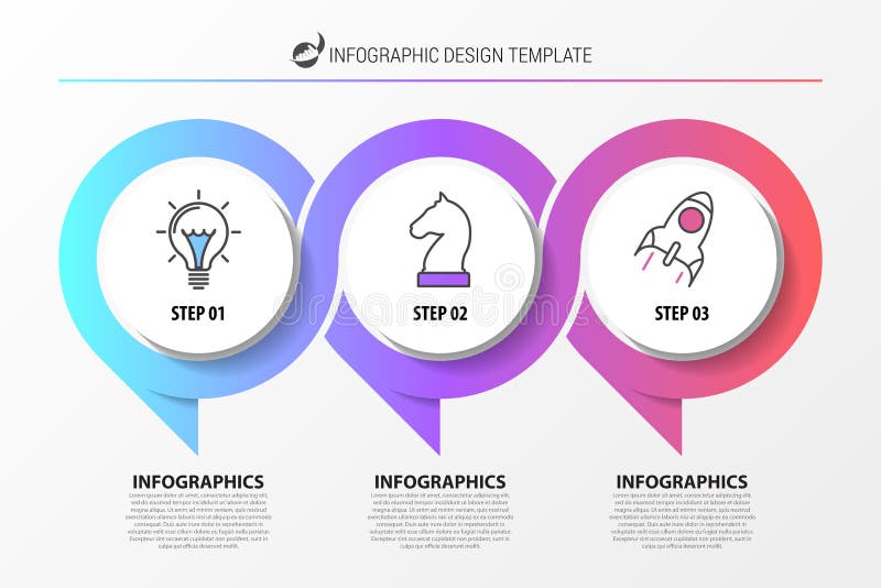 Modello di progettazione di Infographic Organigramma con 3 punti illustrazione di stock