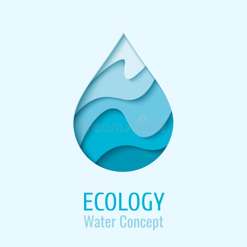 Modello di progettazione di logo di ecologia della goccia di acqua di vettore