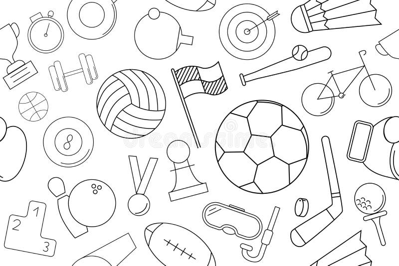 Modello di sport di vettore Fondo senza cuciture di sport illustrazione di stock Modello di sport di vettore Fondo senza cuciture di sport illustrazione di stock