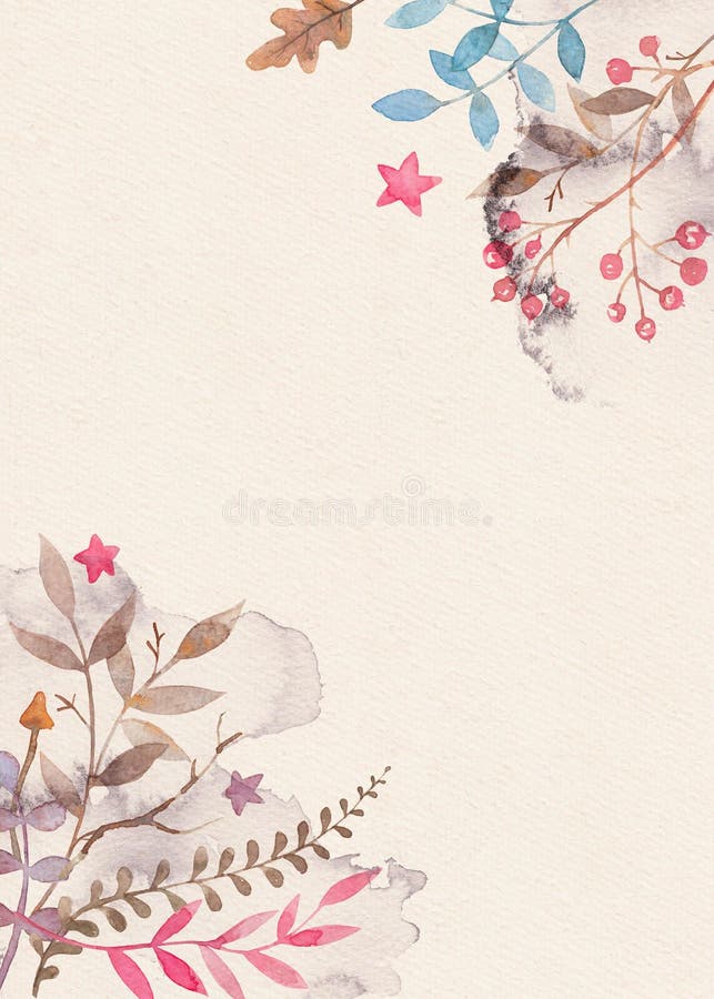 Modello disegnato a mano della cartolina d'auguri dell'acquerello con l'ornamento floreale royalty illustrazione gratis Modello disegnato a mano della cartolina d'auguri dell'acquerello con l'ornamento floreale royalty illustrazione gratis