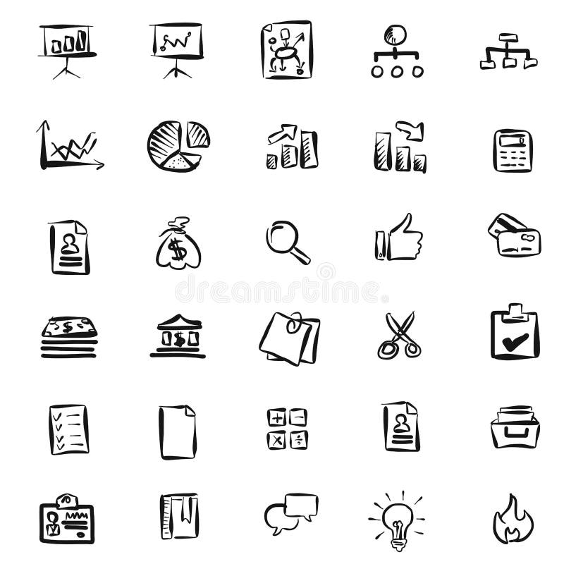 Modello disegnato a mano delle icone di affari royalty illustrazione gratis