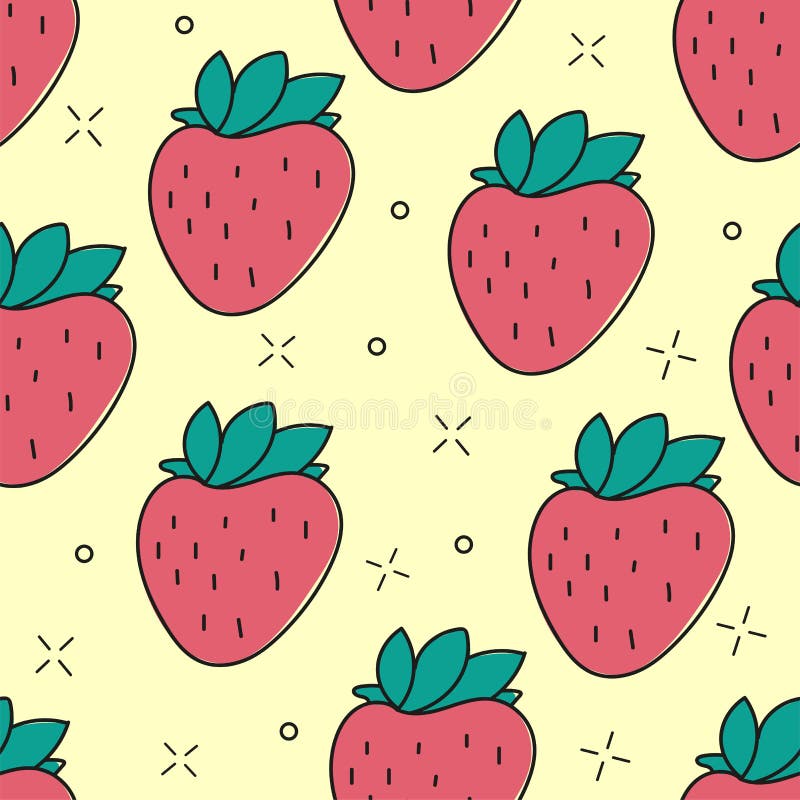 Modello disegnato a mano di vettore della fragola senza cuciture royalty illustrazione gratis Modello disegnato a mano di vettore della fragola senza cuciture royalty illustrazione gratis