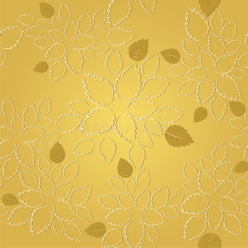 Modello dorato senza cuciture della carta da parati del pizzo delle foglie illustrazione di stock Modello dorato senza cuciture della carta da parati del pizzo delle foglie illustrazione di stock