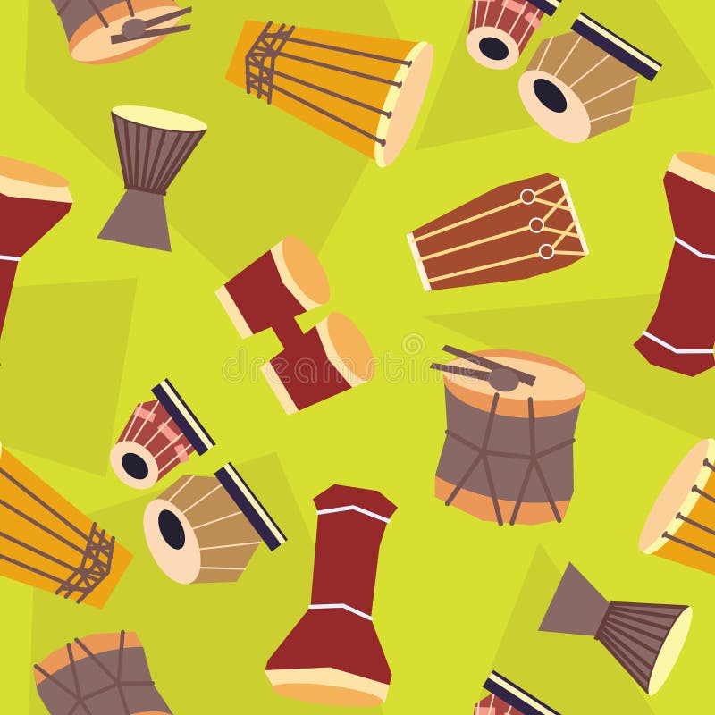 Modello Etnico Senza Cuciture Dei Tamburi Illustrazione Vettoriale