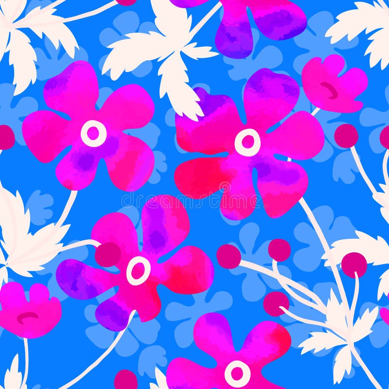 Modello floreale di vettore con i fiori molli dell'acquerello illustrazione di stock Modello floreale di vettore con i fiori molli dell'acquerello illustrazione di stock