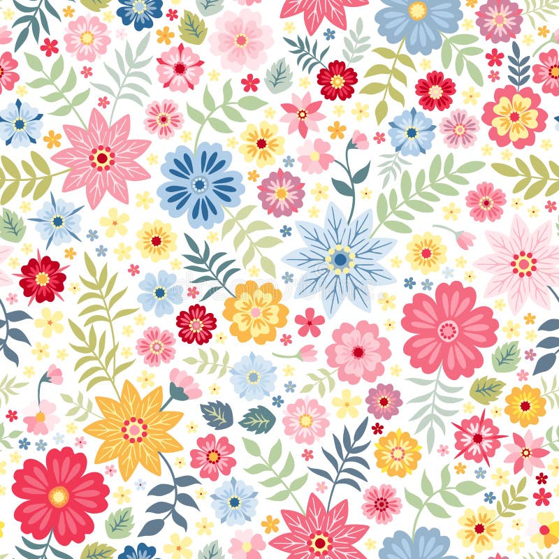 Modello floreale ditsy senza cuciture con sveglio pochi fiori su fondo bianco Illustrazione di vettore royalty illustrazione gratis