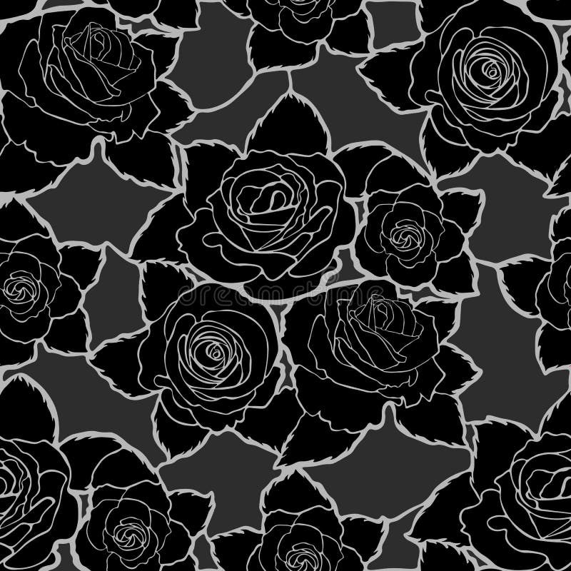 Modello Floreale Senza Cuciture Con Le Rose Nere Illustrazione