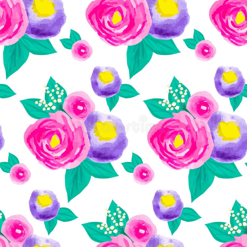 Modello floreale senza cuciture dell'acquerello illustrazione vettoriale Modello floreale senza cuciture dell'acquerello illustrazione vettoriale