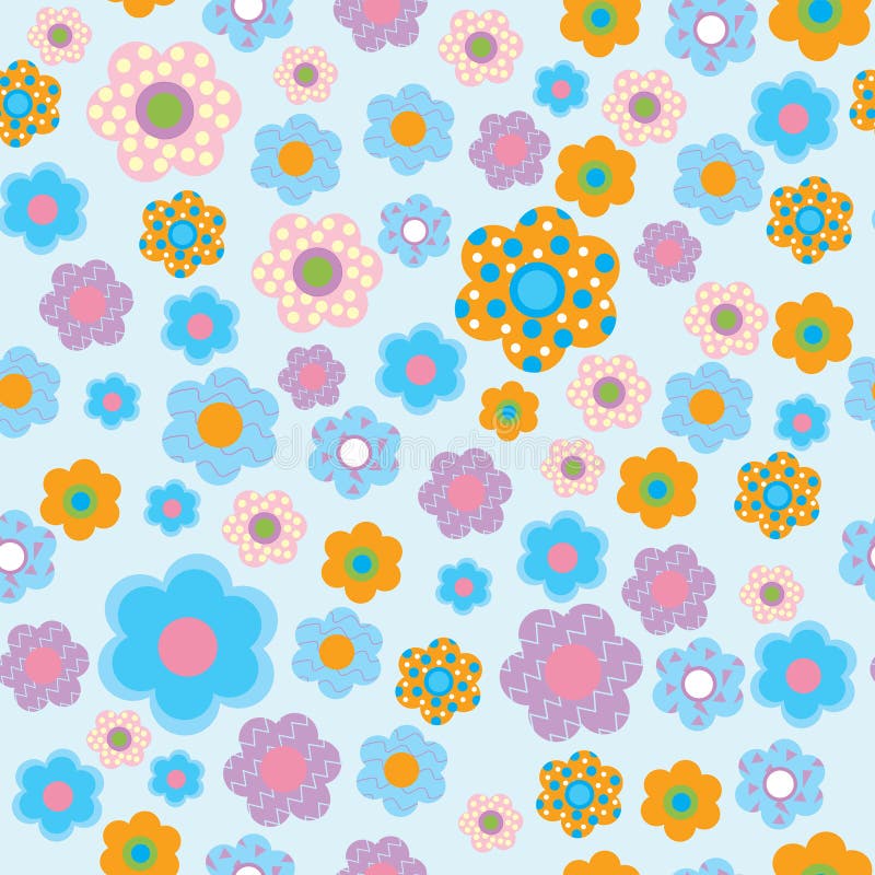 Modello floreale senza cuciture nello stile dei bambini illustrazione vettoriale Modello floreale senza cuciture nello stile dei bambini illustrazione vettoriale