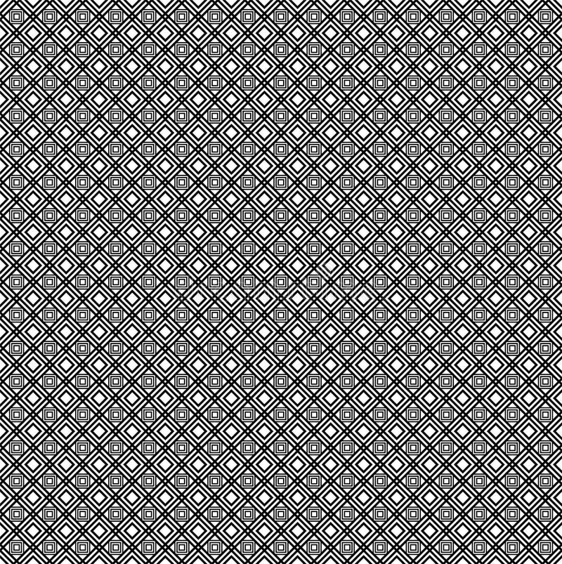 Modello geometrico ripetuto con una serie di quadratini concentrici in bianco e nero e quadri. royalty illustrazione gratis