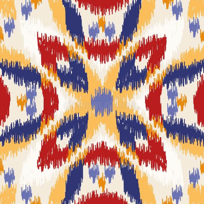 Modello geometrico senza cuciture, stile del tessuto del ikat illustrazione di stock Modello geometrico senza cuciture, stile del tessuto del ikat illustrazione di stock