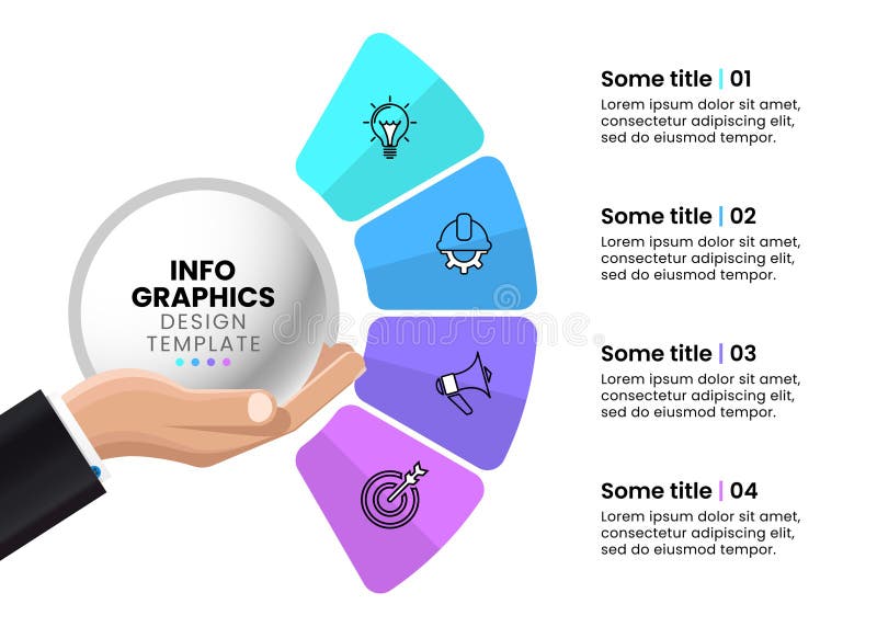 Modello infografica. L'uomo d'affari si occupa di 4 fasi royalty illustrazione gratis