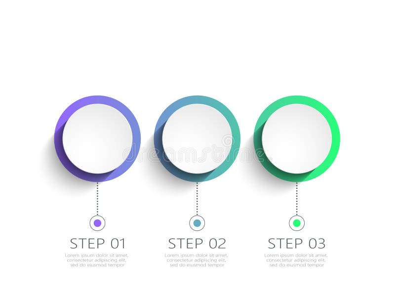 Modello infographic moderno 3D con 3 punti Modello del circolo con le opzioni per l'opuscolo, diagramma, flusso di lavoro, cronol illustrazione vettoriale