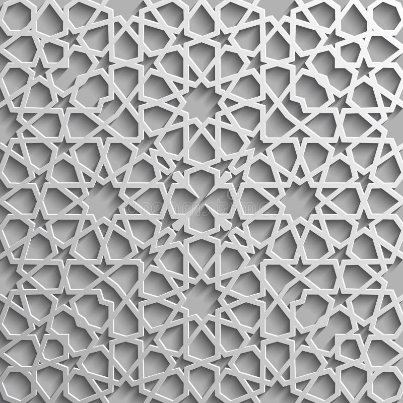 Modello islamico senza cuciture 3d Elemento arabo tradizionale di progettazione illustrazione vettoriale Modello islamico senza cuciture 3d Elemento arabo tradizionale di progettazione illustrazione vettoriale