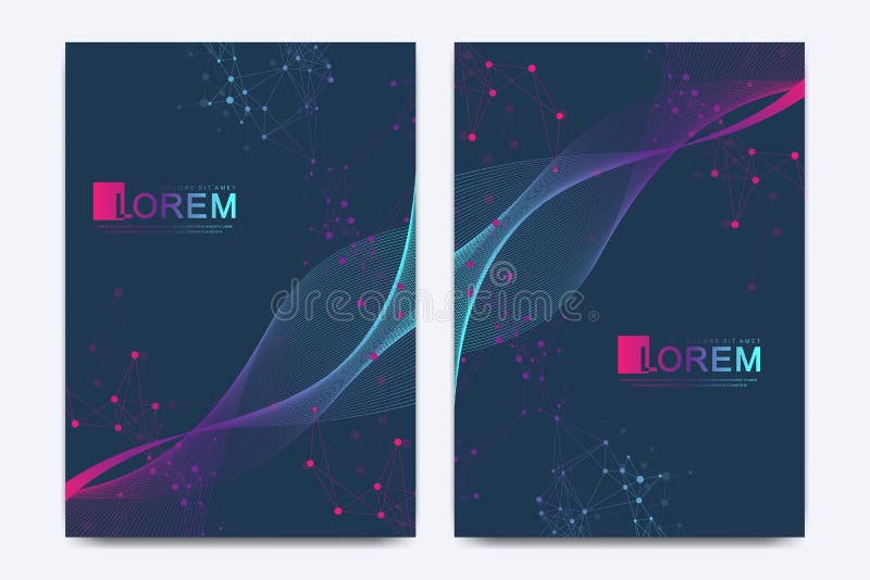 Modello moderno di vettore per l'opuscolo, opuscolo, aletta di filatoio, copertura, catalogo nella dimensione A4 Elica del DNA, f royalty illustrazione gratis Modello moderno di vettore per l'opuscolo, opuscolo, aletta di filatoio, copertura, catalogo nella dimensione A4 Elica del DNA, f royalty illustrazione gratis