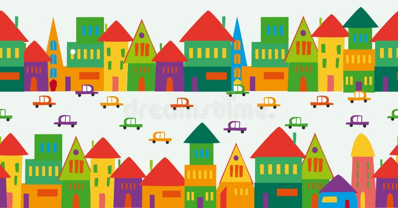 Modello multicolore sveglio della città illustrazione di stock Modello multicolore sveglio della città illustrazione di stock