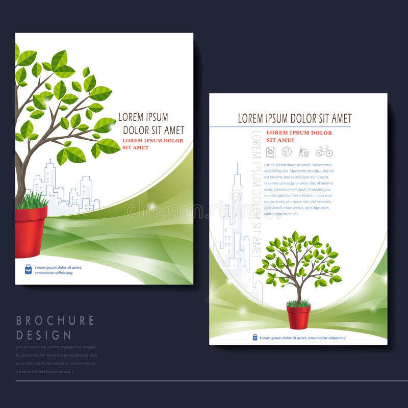 Template for ecology concept flyer with plant element. Template for ecology concept flyer with plant element