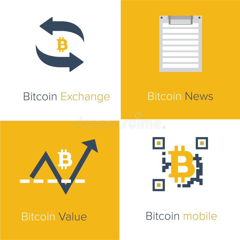 Modello piano delle icone di Bitcoin illustrazione vettoriale Modello piano delle icone di Bitcoin illustrazione vettoriale