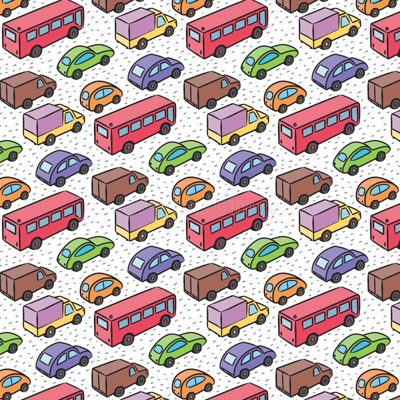 Modello ripetitivo con le automobili di trasporto royalty illustrazione gratis Modello ripetitivo con le automobili di trasporto royalty illustrazione gratis