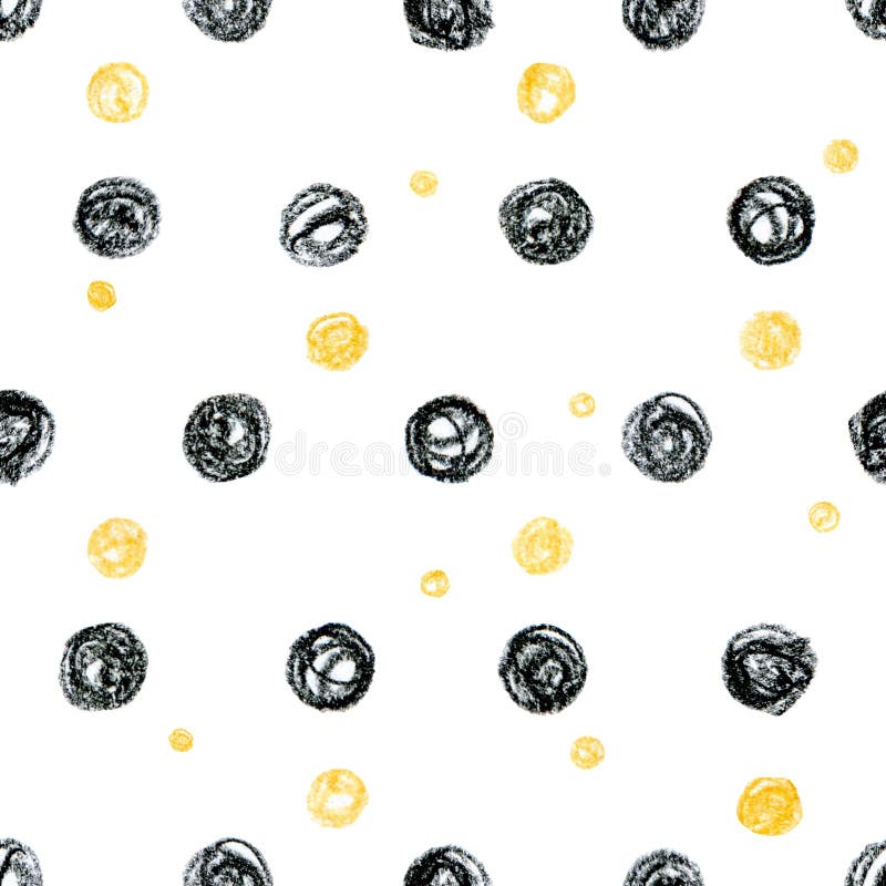 Modello scandinavo astratto con ci nero e giallo del pois illustrazione di stock Modello scandinavo astratto con ci nero e giallo del pois illustrazione di stock