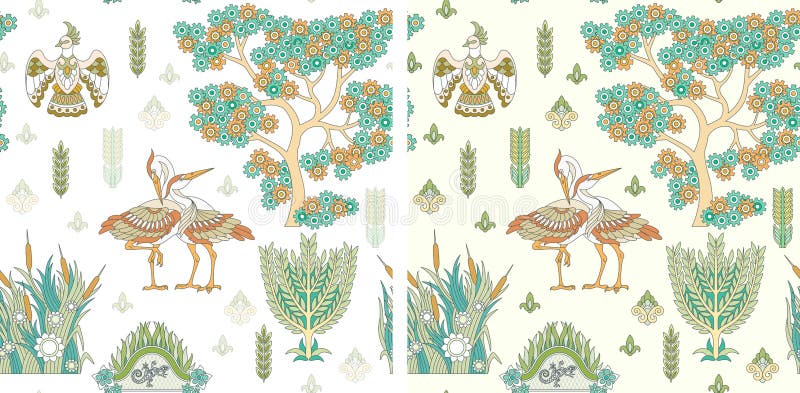 Modello senza cuciture con gli uccelli della cicogna illustrazione di stock Modello senza cuciture con gli uccelli della cicogna illustrazione di stock