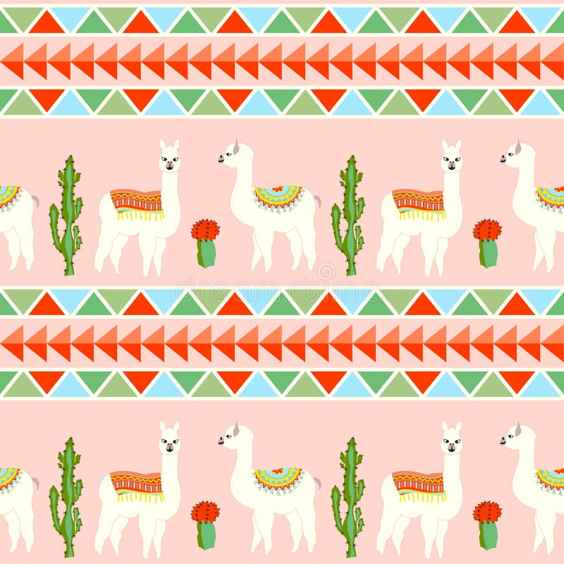 Modello senza cuciture con il lama sveglio illustrazione di stock