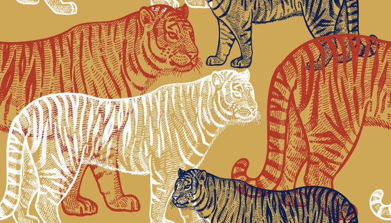 Modello senza cuciture con la tigre royalty illustrazione gratis Modello senza cuciture con la tigre royalty illustrazione gratis