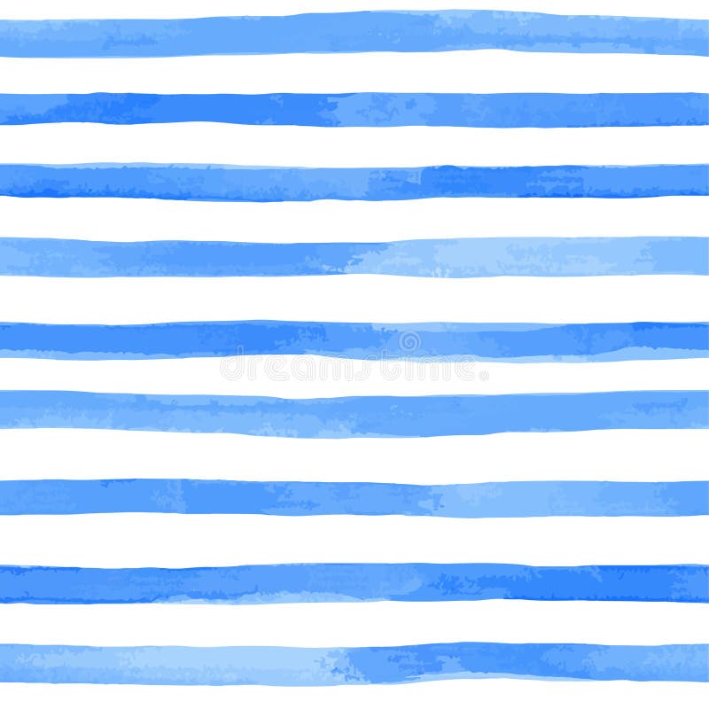 Modello senza cuciture con le bande blu dell'acquerello colpi dipinti a mano della spazzola, fondo a strisce Illustrazione di vet royalty illustrazione gratis