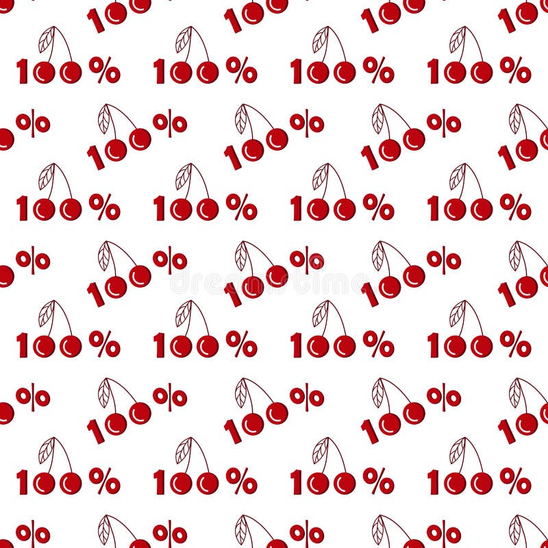 Modello senza cuciture con le ciliege di cento per cento nello stile piano royalty illustrazione gratis Modello senza cuciture con le ciliege di cento per cento nello stile piano royalty illustrazione gratis