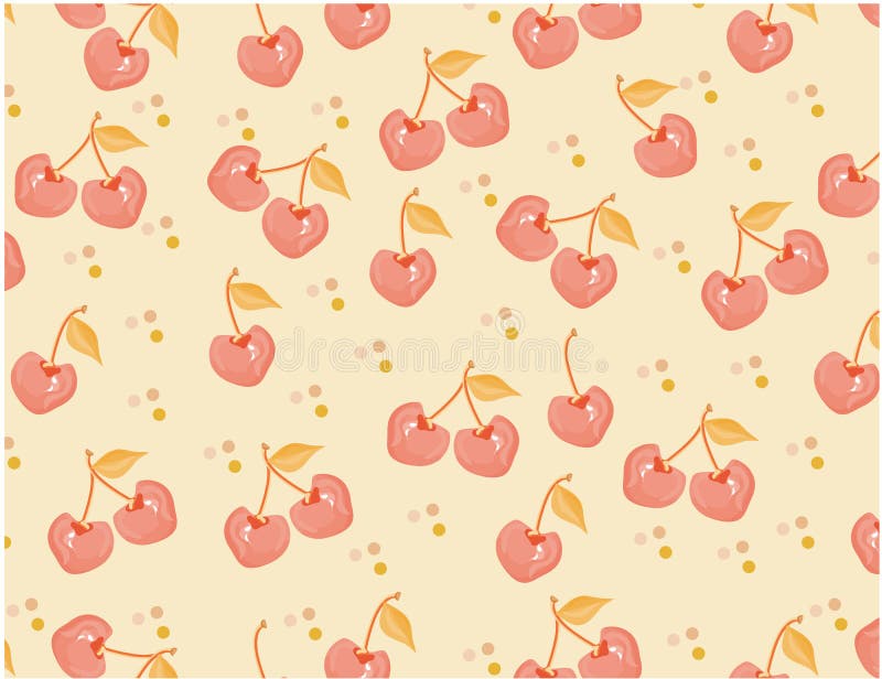 Modello senza cuciture con le ciliege rosa con le foglie royalty illustrazione gratis Modello senza cuciture con le ciliege rosa con le foglie royalty illustrazione gratis