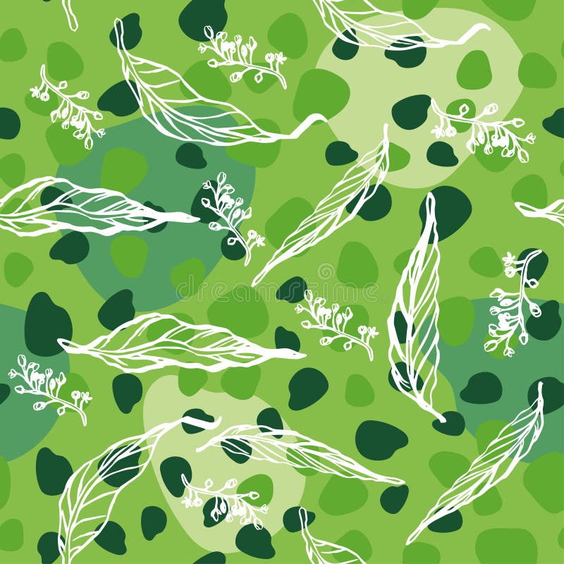 Modello senza cuciture con le foglie ed i rami Reticolo 08 royalty illustrazione gratis Modello senza cuciture con le foglie ed i rami Reticolo 08 royalty illustrazione gratis
