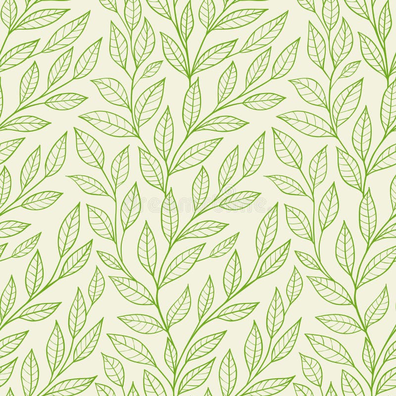 Modello senza cuciture con le foglie verdi illustrazione di stock Modello senza cuciture con le foglie verdi illustrazione di stock